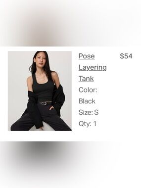 NWOT Vuori Pose Layering Tank Sz S